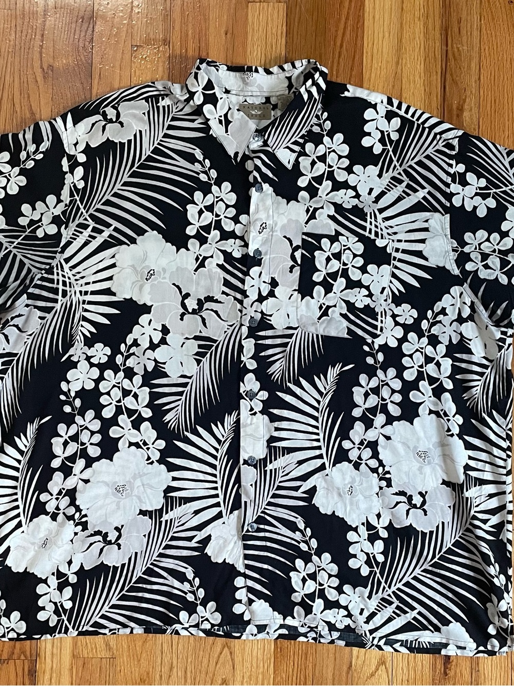 Natural Issue Black & Cream Floral Button Down Shirt Men’s 3XL Resortwear Casual